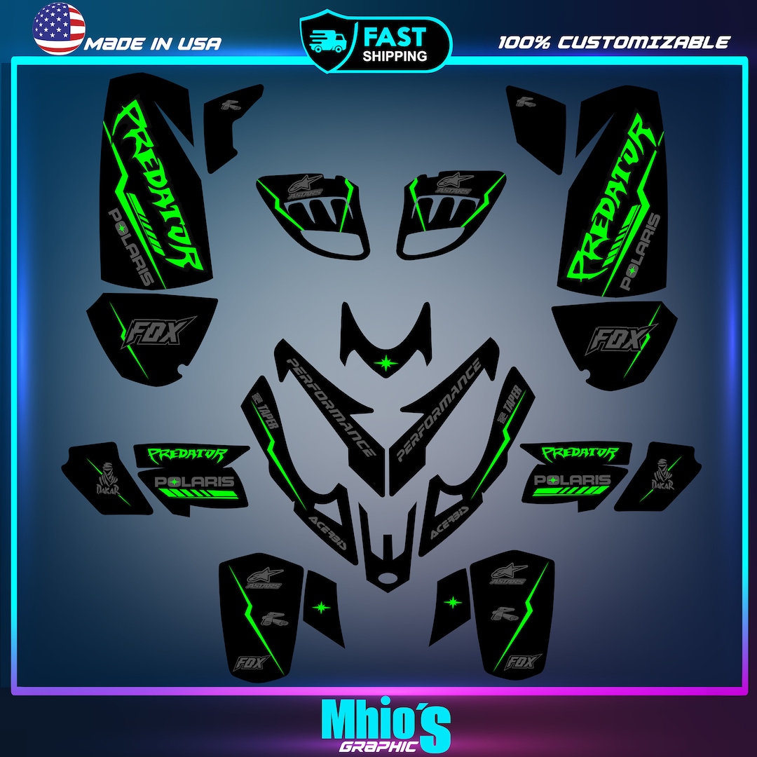 Polaris Predator 500 Graphics Decals Stickers Full Kit Atv Wrap Quad
