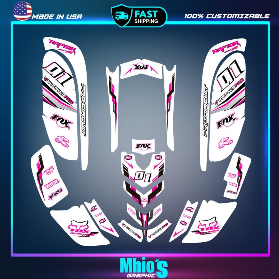 Yamaha Raptor 660 Kit Graphics Decals Stickers Atv Wrap Quad All Year ...