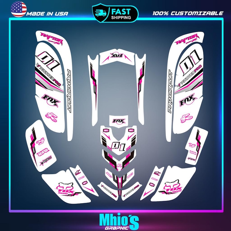 May include: Pink and black graphic design for a motorcycle with the text "Procircuit" and "Pitster Pro" and the number "01".