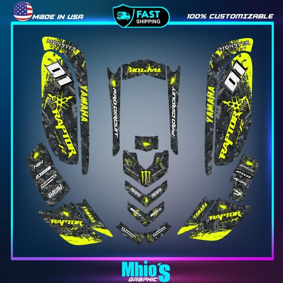 yamaha raptor 660 kit graphics decals stickers atv wrap quad all year raptor660