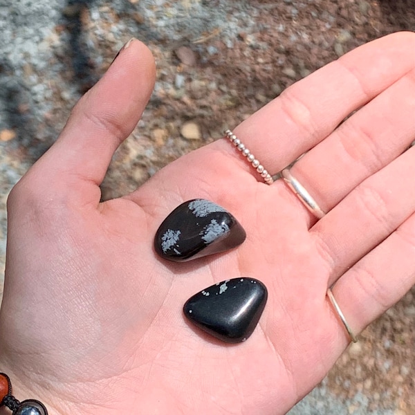 Snowflake Obsidian Tumble, Snowflake Obsidian Pocket Stone, Snowflake Obsidian Tumbled Crystal, Genuine Stone (Pick Your Size)