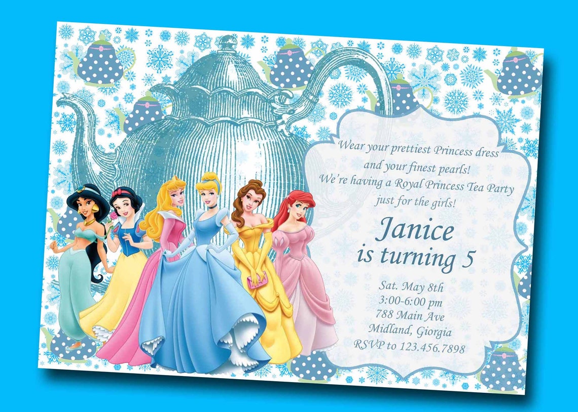 Princess Tea Birthday Invitation, Princess Tea Birthday Party, Disney ...