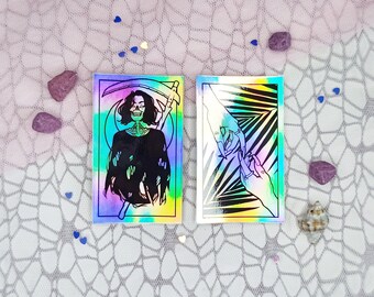 lovers & death holographic waterproof glossy stickers, for journalling / scrapbooking, laptop / waterbottle stickers