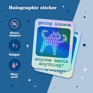 enlouquecendo - adesivo holográfico / arco-íris holográfico, meme de gato, à prova d'água, saúde mental, design original, gatinho engraçado, neurodivergente