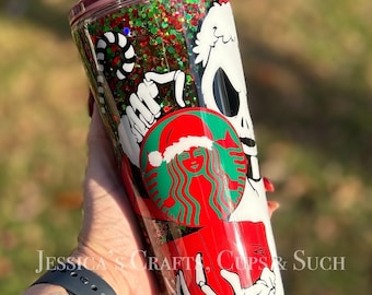 Jack Skelly Xmas snowglobe tumbler