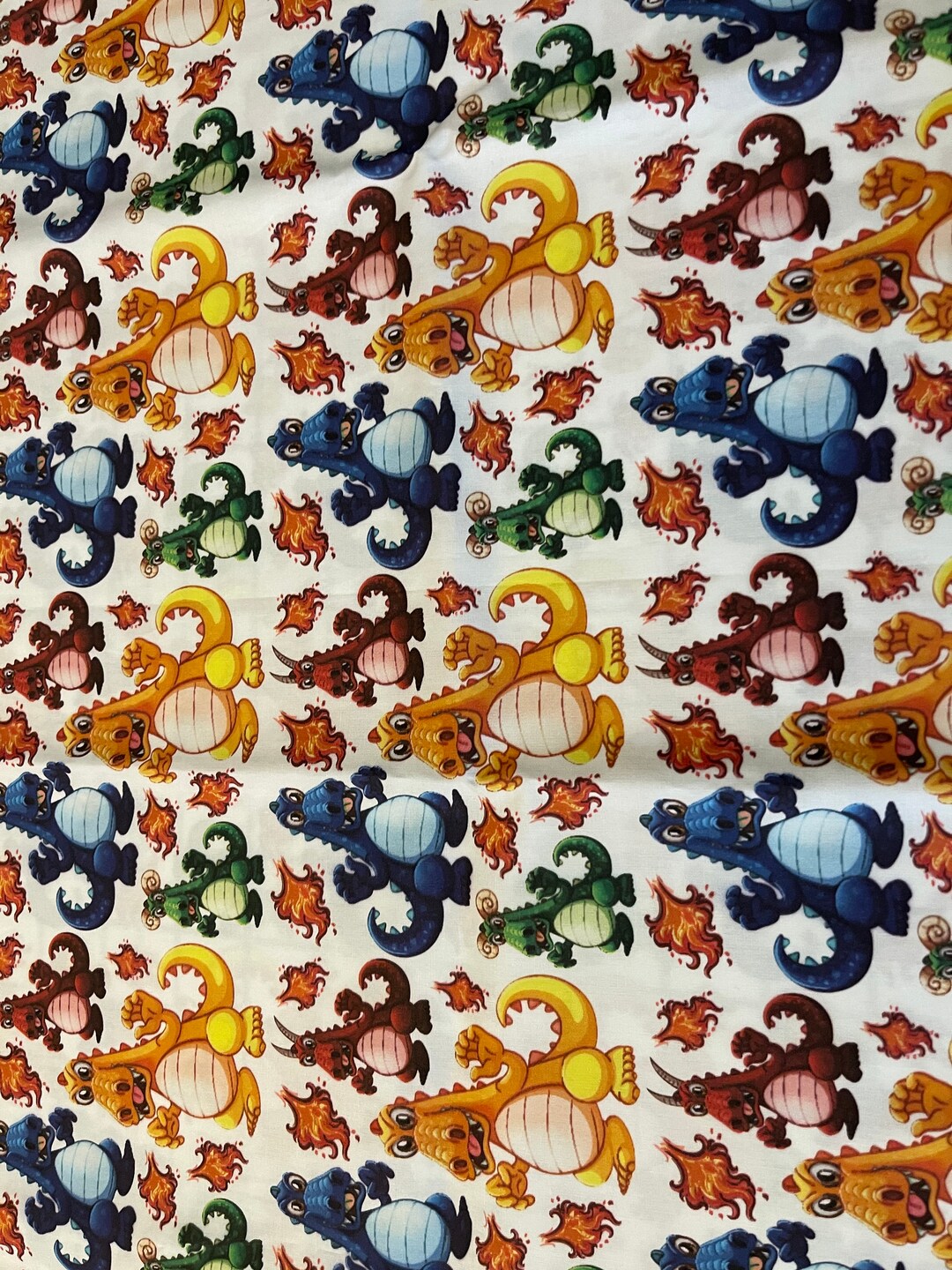 Mixed Multicolor Dragon Cotton Fabric Half Yard Etsy