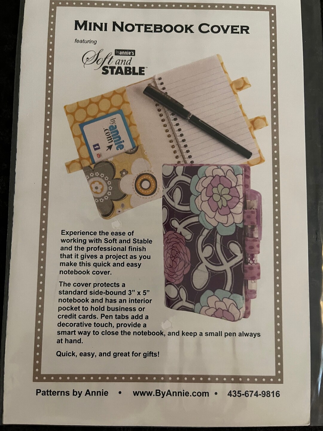Mini Notebook Cover Pattern From by Annie Etsy