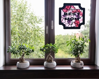 Best Mom Suncatcher Template Tissue Paper Stained Glass Window Decor Kid's Paper Crafts Senior Activities Paper Crafts DIY Suncatcher