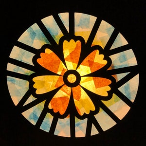 Paper Stained Glass Templates Flower Window Decor Senior Activities Tissue Paper Suncatchers Kid&#39;s Paper Crafts Butterfly Classroom Activity