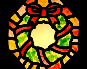 Christmas Paper Suncatchers  Templates Christmas Tissue Paper Stained Glass Kid's Crafts Senior Activities Paper Crafts Digital Download