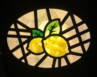 Tissue Paper Suncatchers Templates Paper Stained Glass Lemon Window Decor Senior Activities Kid's Paper Crafts Lemon Party Decorations