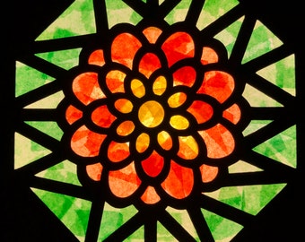 Paper Suncatcher Templates for Paper Stained Glass Senior Activities Kid's Paper Crafts Window Decor Flower Templates Classroom Activities