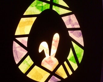 Easter Crafts | Tissue Paper Stained Glass| Paper Suncatchers| Templates| Digital Download| Bunny and Eggs| Kids Crafts| Printable | PNG