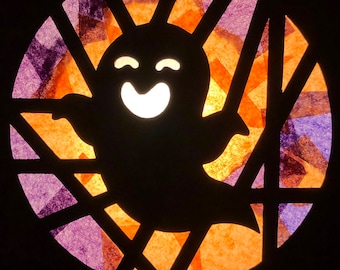 Halloween Paper Stained Glass Templates Halloween Paper Suncatcher Kid's Crafts  Senior Activities Window Decor 4 design templates