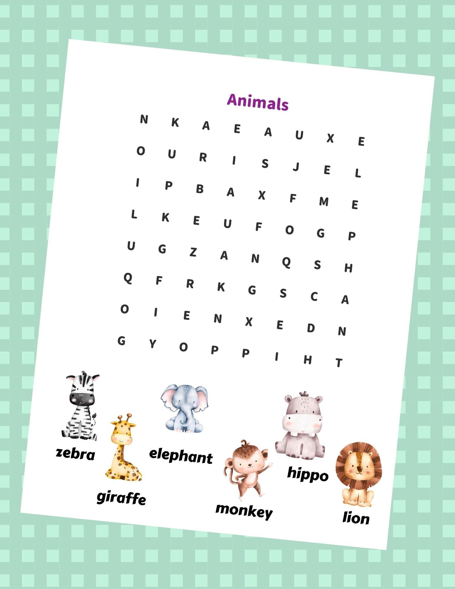 Animal Word Search Puzzles Word Search Puzzle for Kids - Etsy Animal Word Search Puzzles Word Search Puzzle for Kids - Etsy