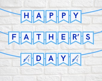 Happy Father's Day Banner Garland Bunting Printable Party Decoration Father's Day Decor Father's Day Sign Party Decoration Wall Decor