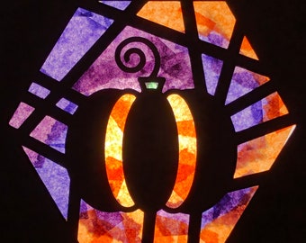 Halloween Paper Stained Glass Templates Paper Suncatchers Kid's Crafts  Window Decor Paper Crafts Senior Classroom Activities 4 templates