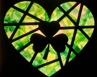 Shamrock Paper Sun Catcher| Digital download| St. Patrick's Day Tissue Paper Stained Glass| Arts and Crafts for classroom and Cricut| SVG
