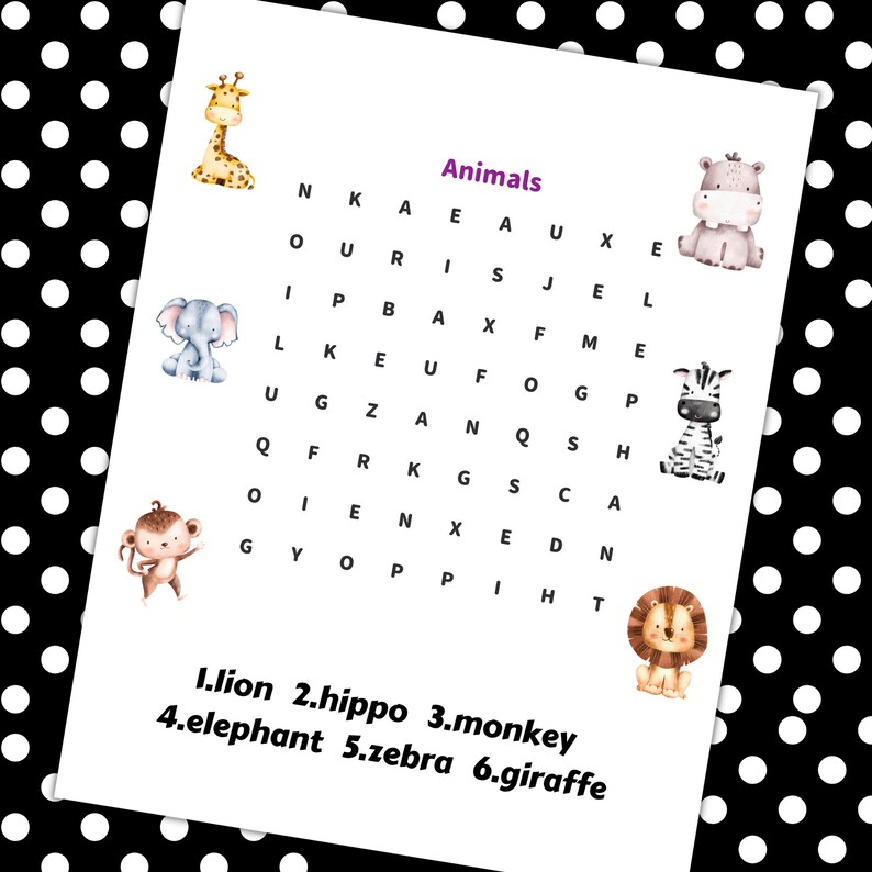 Word Search Puzzles Animal Printable Puzzle 3 Templates Worksheet Kids ...