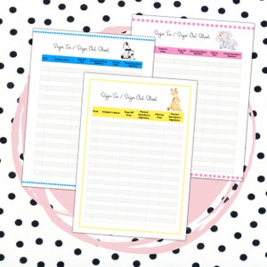 Sign-in Sheets Printable  Attendance Sheet Drop off Form Classroom Attendance Sign in and out Logs School Sign in-out Sign in Sheet
