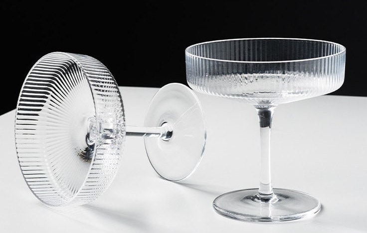 Glass Ripple Nordic Champagne Saucer Cup Ribbed Martini Glass Coupe Vintage  Looking Dessert Cocktail Glass Wedding Birthday Gift UK -  Israel