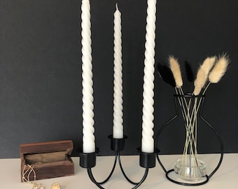 Black Iron Candlestick Holder | Retro Nordic Style Candelabra | Black Iron Candle Holder | Pillar Candle Candelabra | Nordic Decor UK |