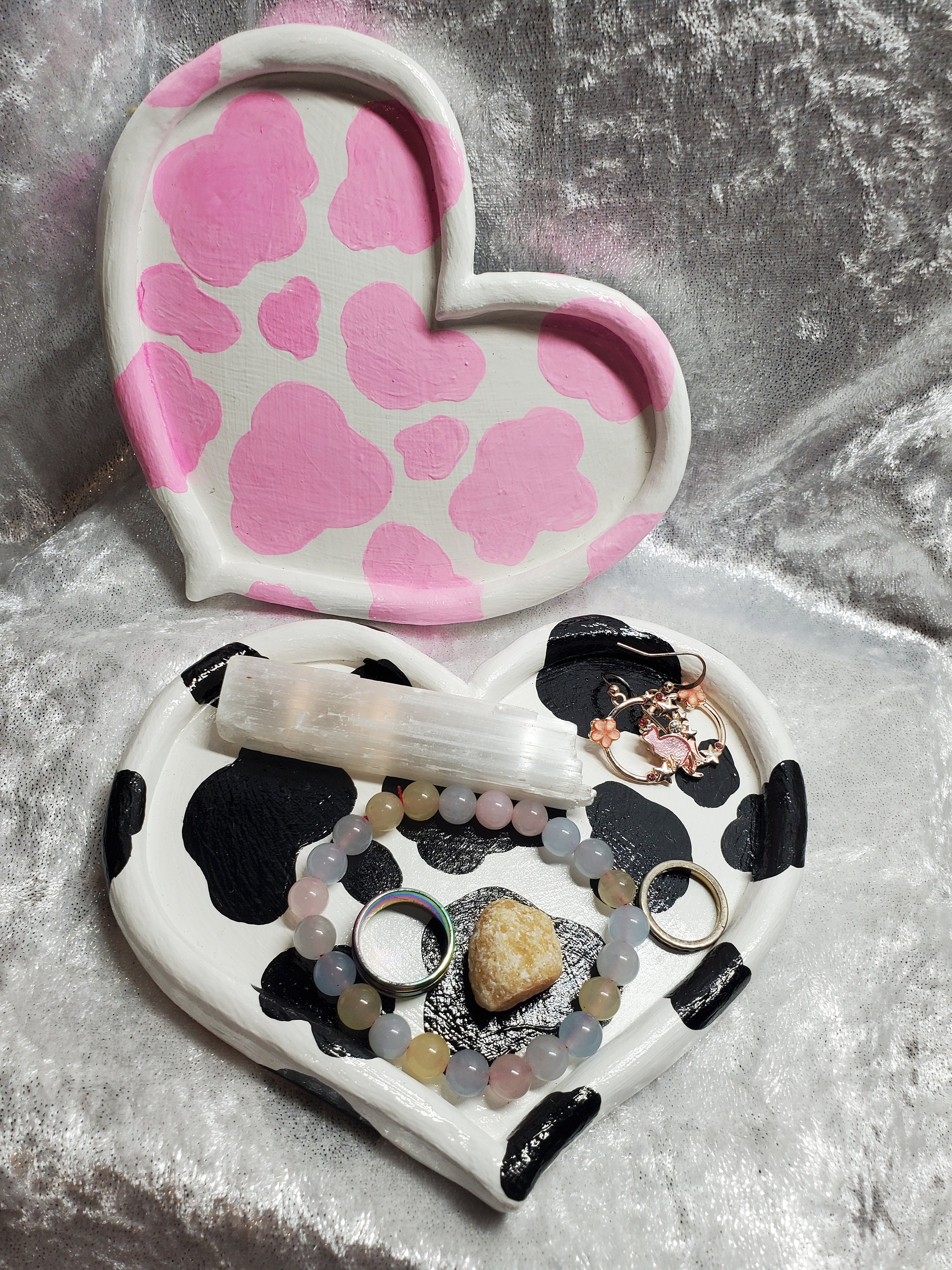 Cow Print Heart Clay Tray - Etsy