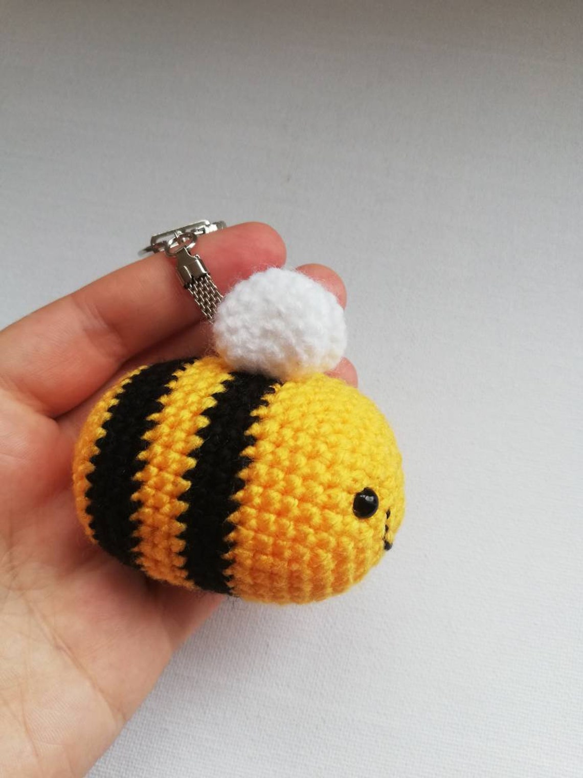 Crochet bee keychain bamble bee keychain crochet pride bee Etsy