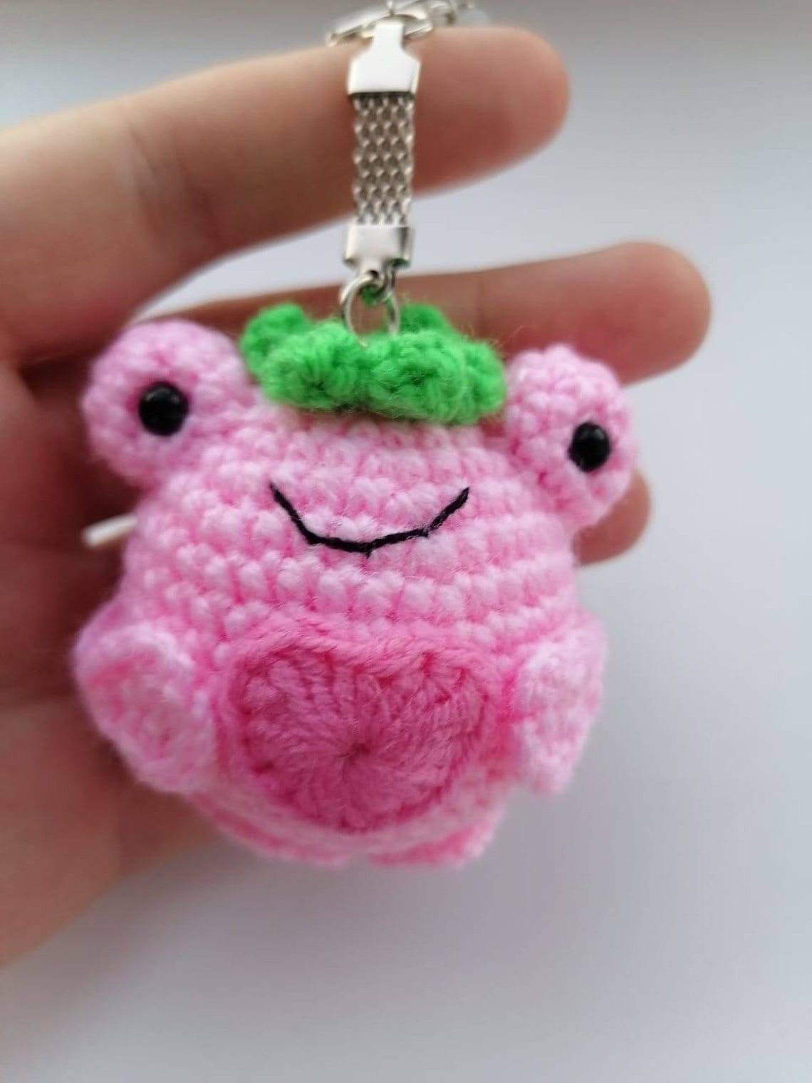 Crochet frog plush keychain kawaii keychain gift for here | Etsy