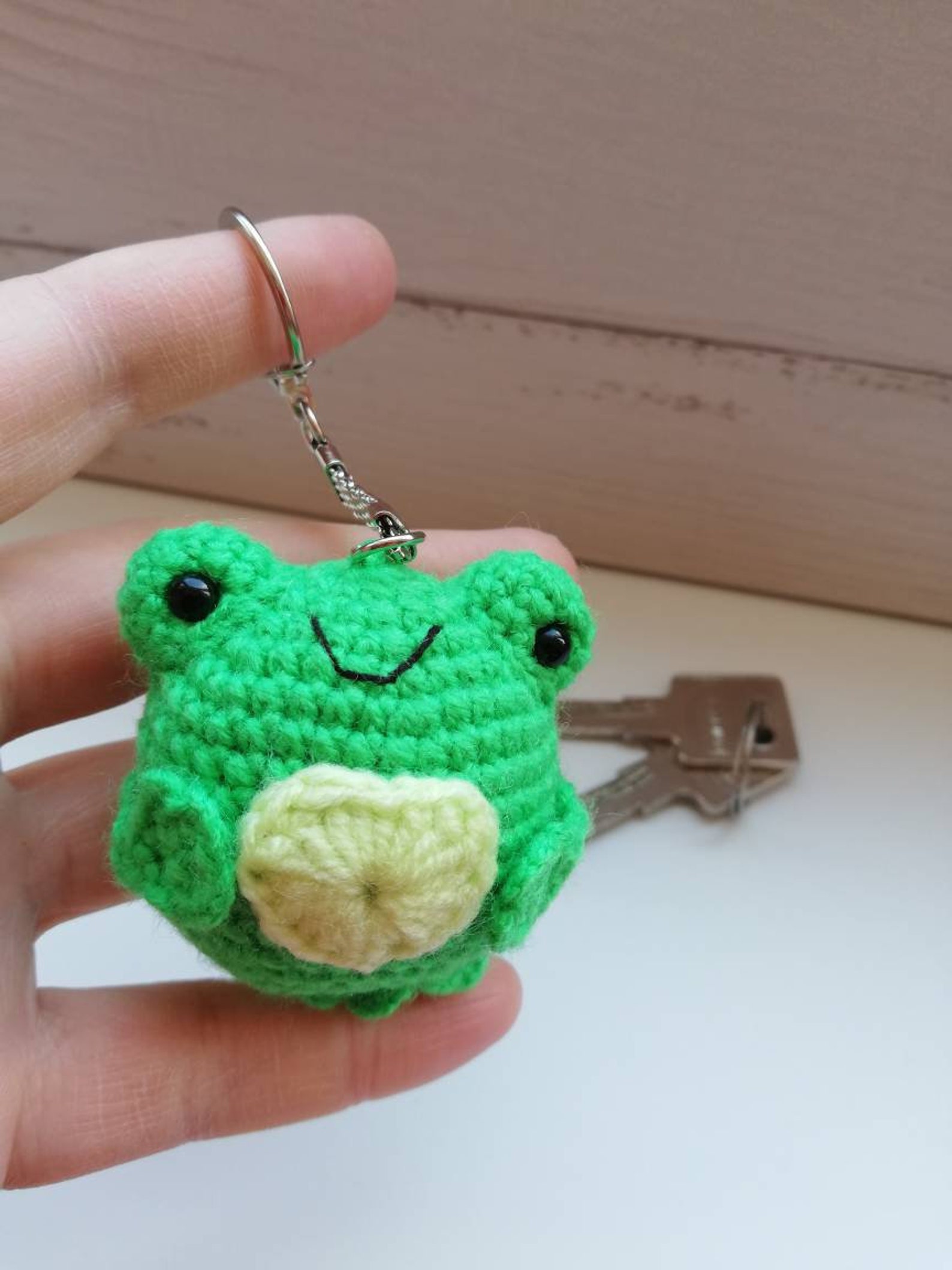 Crochet frog plush keychain kawaii keychain gift for here | Etsy