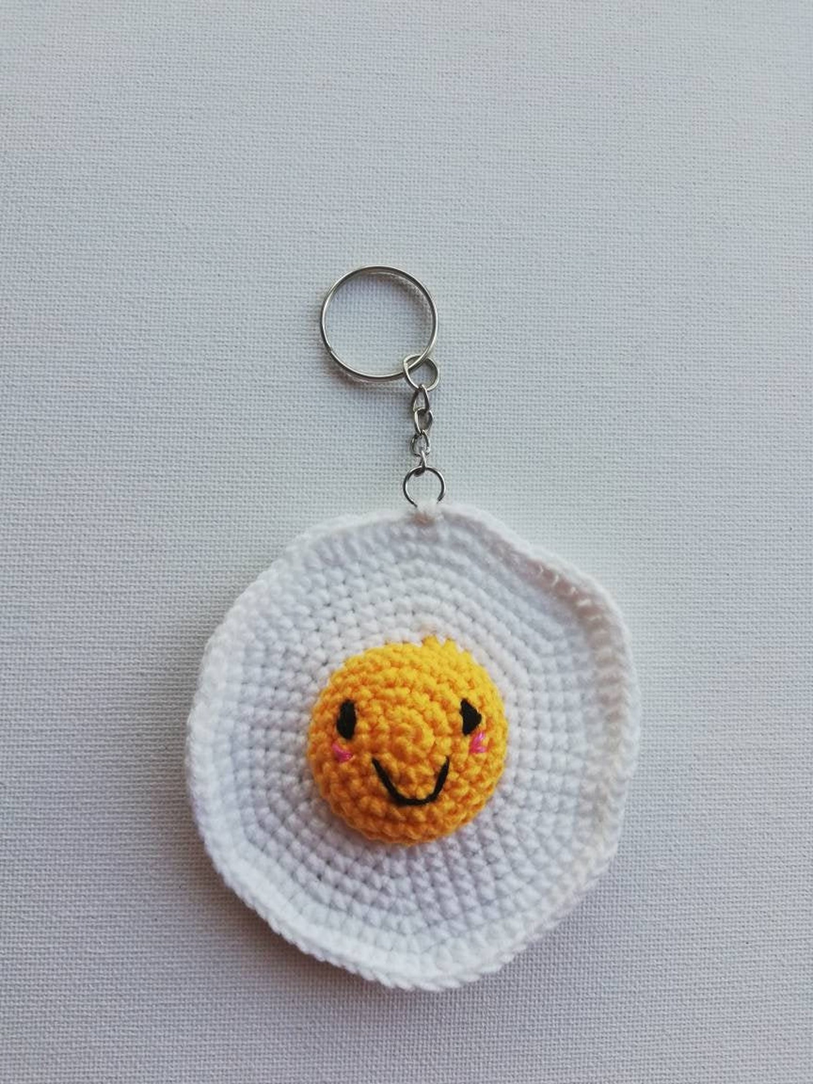 Crochet fried egg keychain crochet scrambled egg keychain Etsy