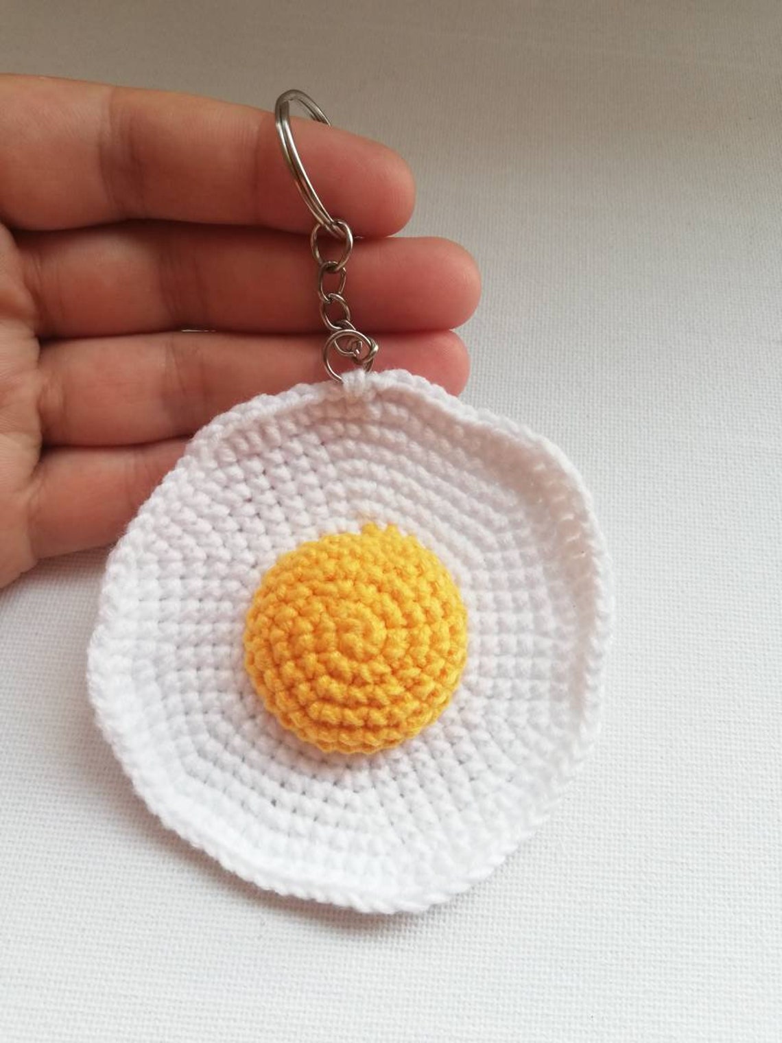 Crochet fried egg keychain crochet scrambled egg keychain Etsy