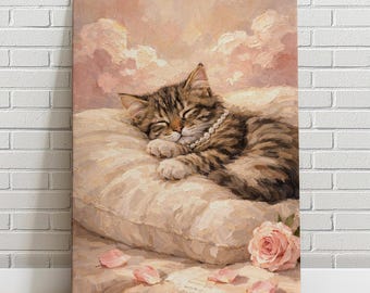 Custom Pet Portrait Painting, Sleep in Heaven, cat portrait, dog portrait, Canvas Pet memorial gift