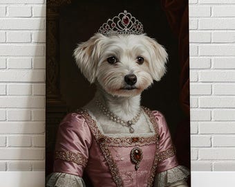 Custom Pet Portrait   Princess, Renaissance, Royal Princess, cat portrait, dog portrait, Canvas