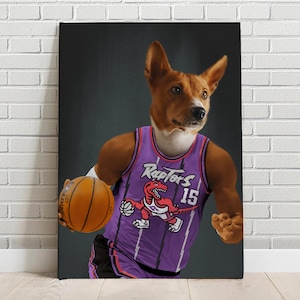 Custom Pet Portrait, Toronto Raptors, NBA Basketball fan gift, Funny Pet Lover, Fathers Day