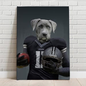 Custom Pet Portrait Football Dallas Cowboys Canvas Funny Pet Lover Fathers Day