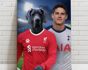 Custom Pet Portrait Soccer Jersey Human Portrait, Personalized Pet Canvas Dog Cat Portrait, Gift for him