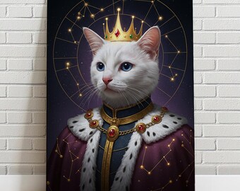 Custom Pet Portrait   Horoscopes, King, Royal, cat portrait, dog portrait, Canvas