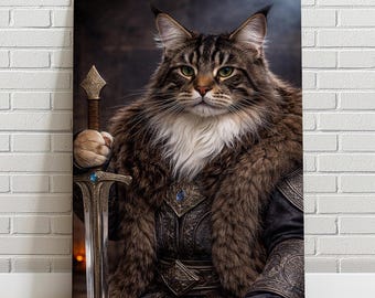Ritratto personalizzato per animali domestici: Nano Thorin Scudodiquercia, Signore degli Anelli, Ritratto su tela per cani e gatti