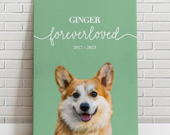 Custom Pet Portrait Canvas, Forever Loved dog cat Portrait From Photo, Custom Painting