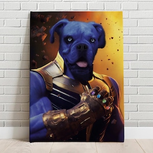 Custom Pet Portrait   Thanos Avengers Guardians of the Galaxy Pet Canvas Dog Cat Portrait