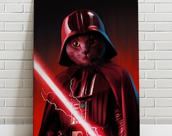 Custom Pet Portrait StarWars Darth Vader Pet Canvas Funny Pet Lover Fathers Day