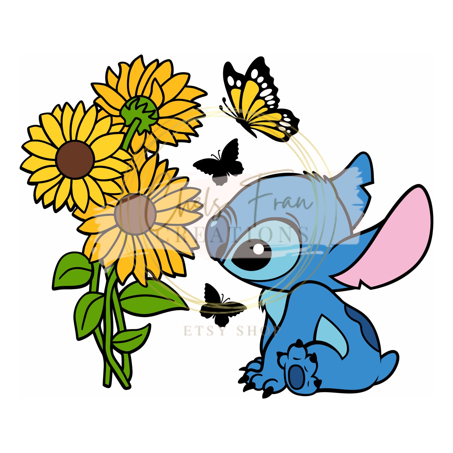 Stitch Butterflies and Sunflowers DXF SVG PNG Eps Files Etsy