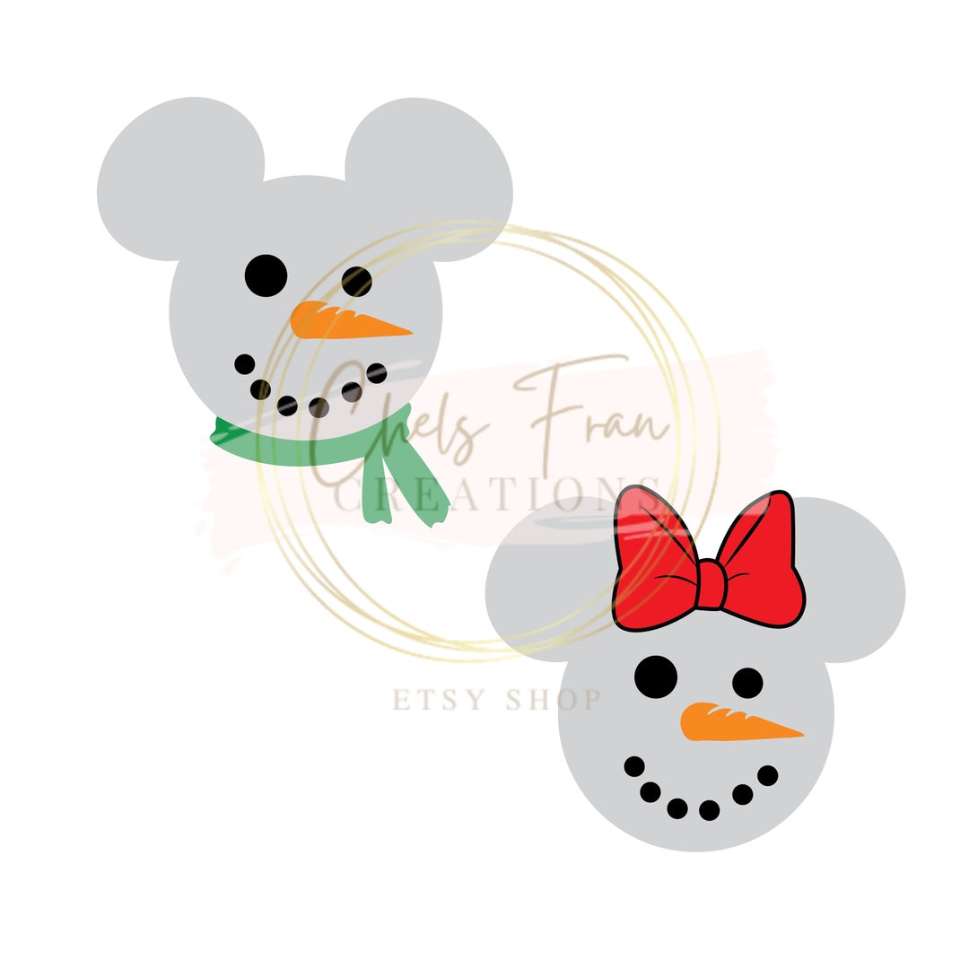 Mickey & Minnie Snowman SVG PNG DXF Files Cut Files Cricut - Etsy