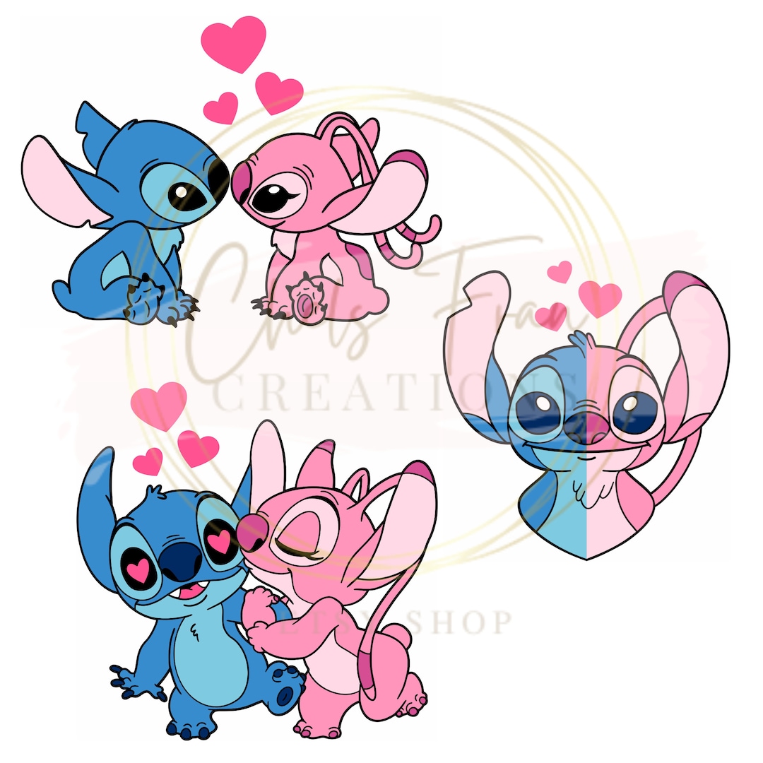 Stitch and Angel DXF, SVG, PNG Files Lilo & Stitch Stitch Valentine's