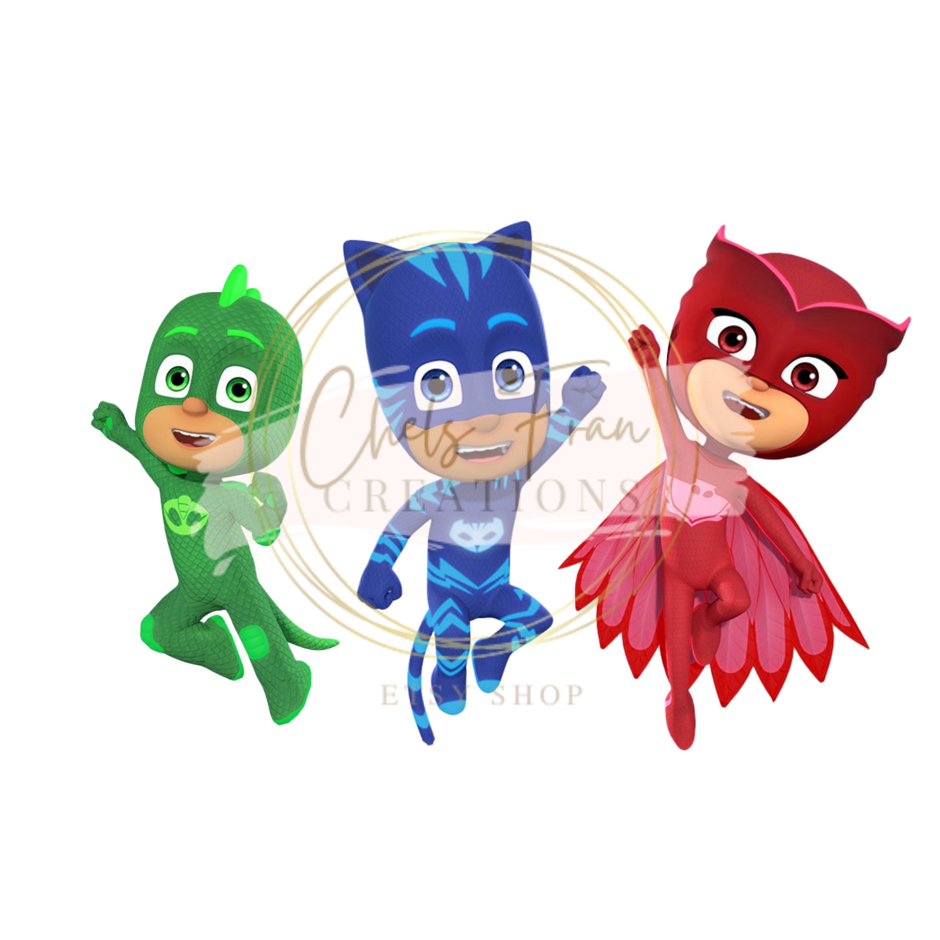 Kleding Unisex kinderkleding pakken PJ masks and Villains ~ PJ Masks Costume ~ Gekko Catboy & Owlette birthday party favors - superhero masks 