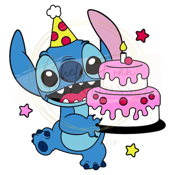 Cumpleaños Pastel Stitch DXF, SVG, PNG, eps Archivos Lilo & Stitch  Celebración de cumpleaños