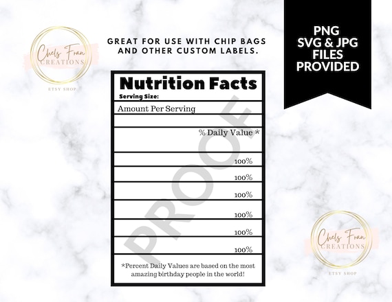 Blank Nutrition Factsnutrition Facts Template PNG SVG & JPG - Etsy Ireland