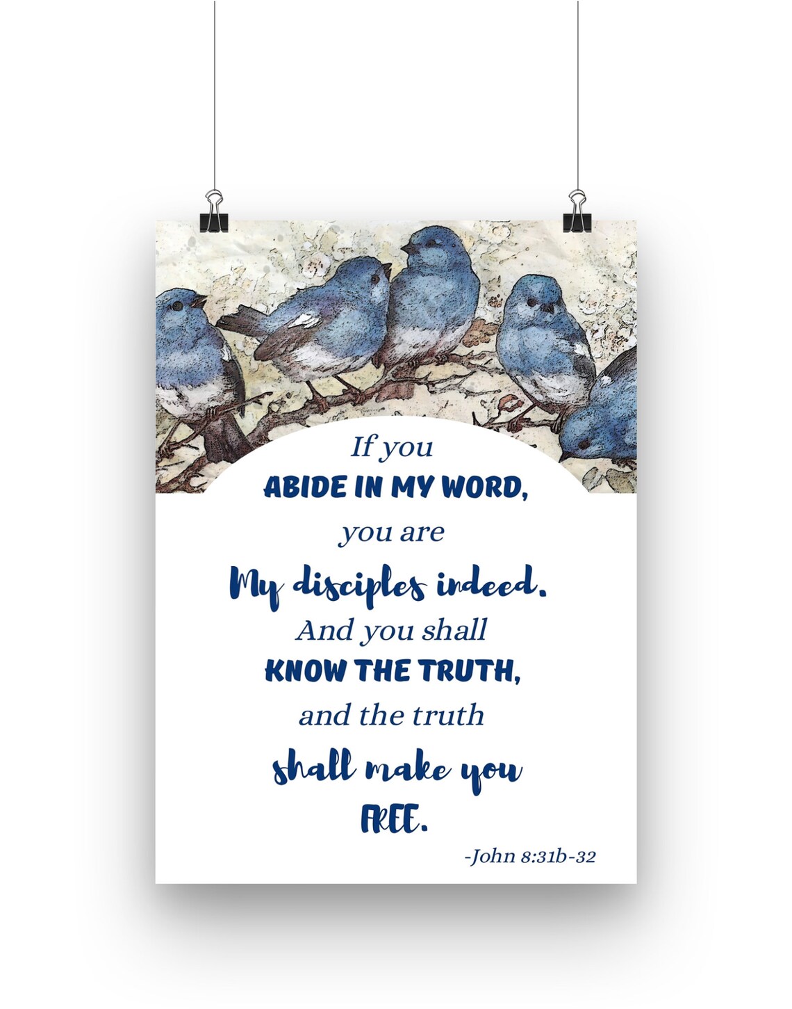 Bluebirds Digital Print John 831b32 Dark blue navy text Etsy