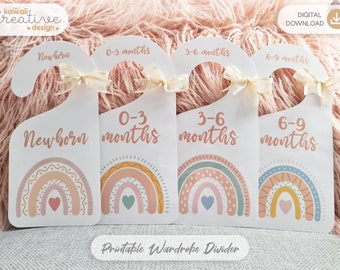 Boho Rainbow Baby Girl Closet Dividers DIGITAL DOWNLOAD, Nursery Closet Organization, Baby Clothes Dividers, DIY Christmas Gifts For New Mom